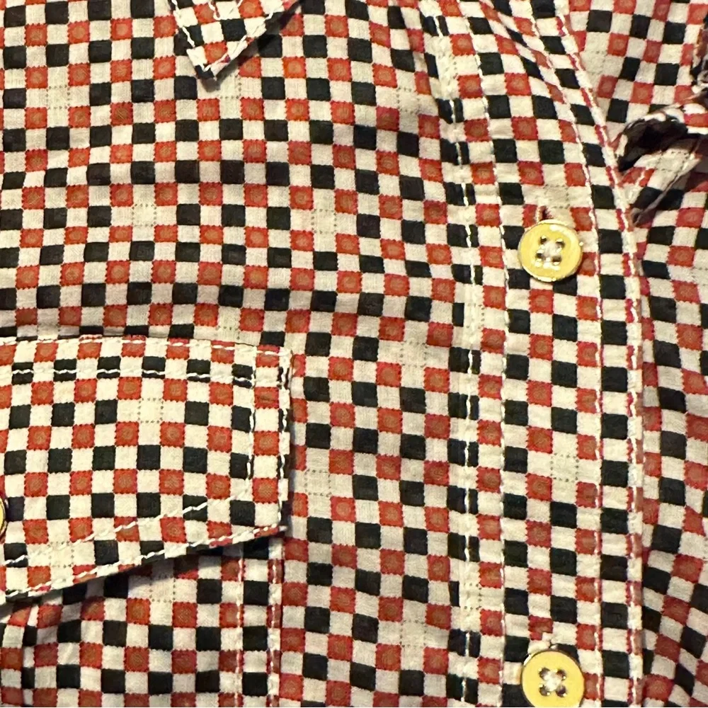 Tory Burch Men's Geometric Print Button-Down Shirt‎ in Red and Black 6
